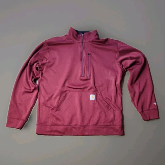 Carhartt Force Extremes Men's 1/2 Zip Pullover Sweatshirt Red Relaxed Fit Large - Picture 1 of 10